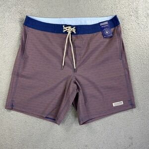 Fair Harbor Board‎ Shorts Mens 38 Red The Nautilus Red Waves Swim Trunks NEW